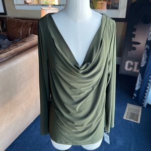 NWT Chaps cowl neck blouse in beautiful olive color. Size XL
